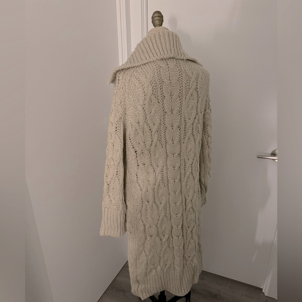 Long Cable Knit Cardigan in Beige Brand New with Tags
